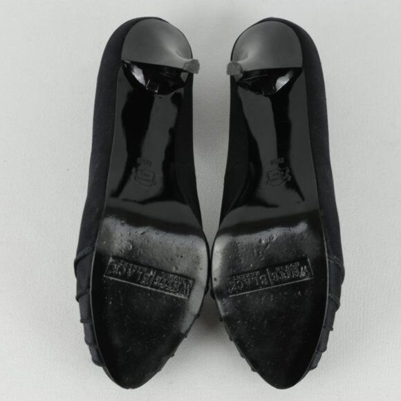 White House Black Market Jordin Women's Size 8 Black Textile Peep Toe Heels - Picture 6 of 10
